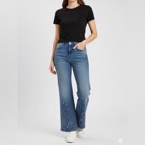 DG2 by Diane Gilman Blue Flare Jeans with Sparkle Accents